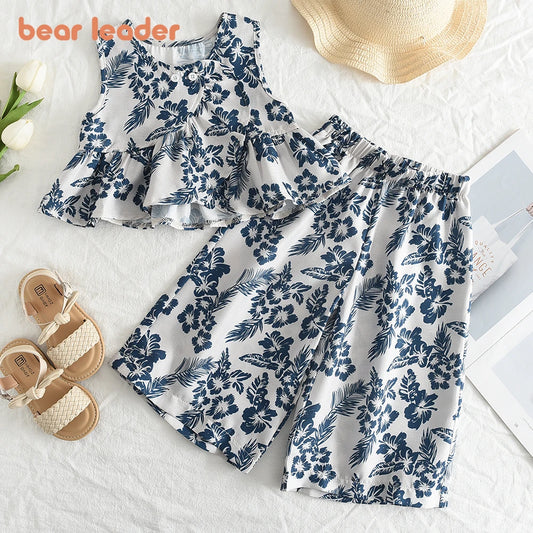 Bear Leader 2PCS Baby Girls Clothing Sets Summer Floral Kids Girls Clothes Sets Shirts Tops Pants 2PCS Outfits Children Suits