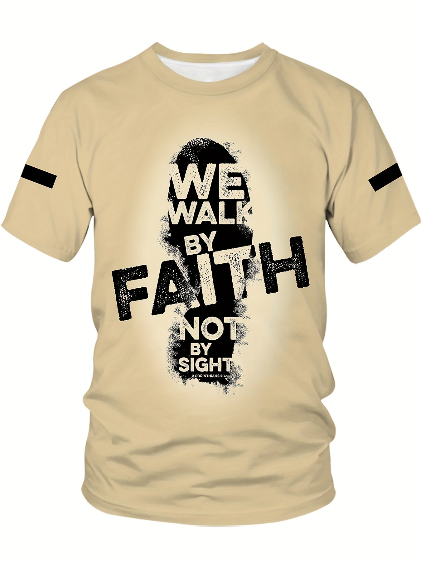 Faith-Inspired 3D Printed T-Shirt for Men & Women - Casual/Sporty, Stretch Fabric, Machine Washable, PLUS SIZE