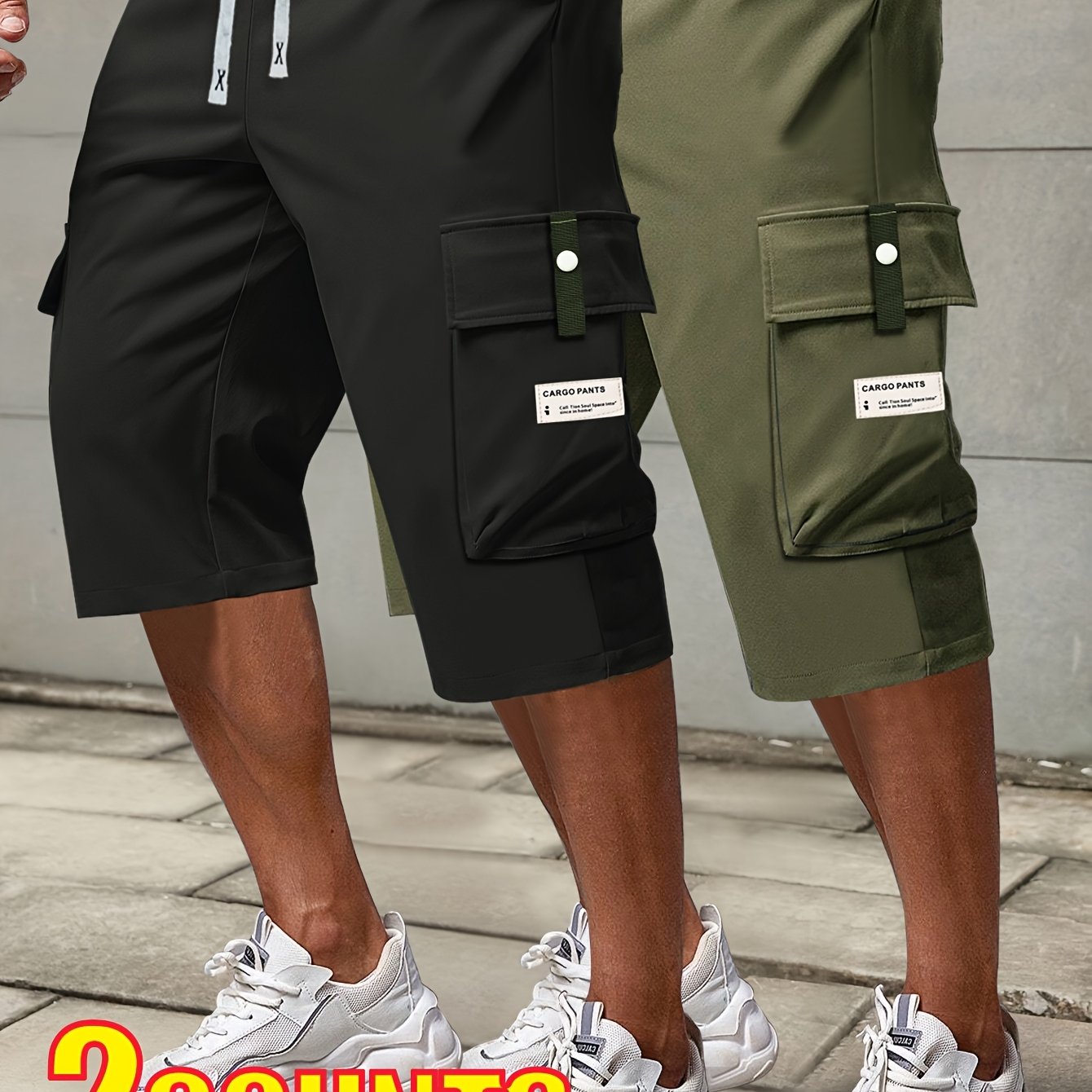 [Summer Cargo Capris] 2pcs Men's Summer Cargo Capris