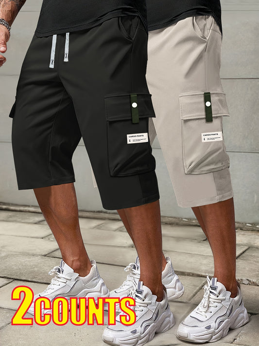 [Summer Cargo Capris] 2pcs Men's Summer Cargo Capris