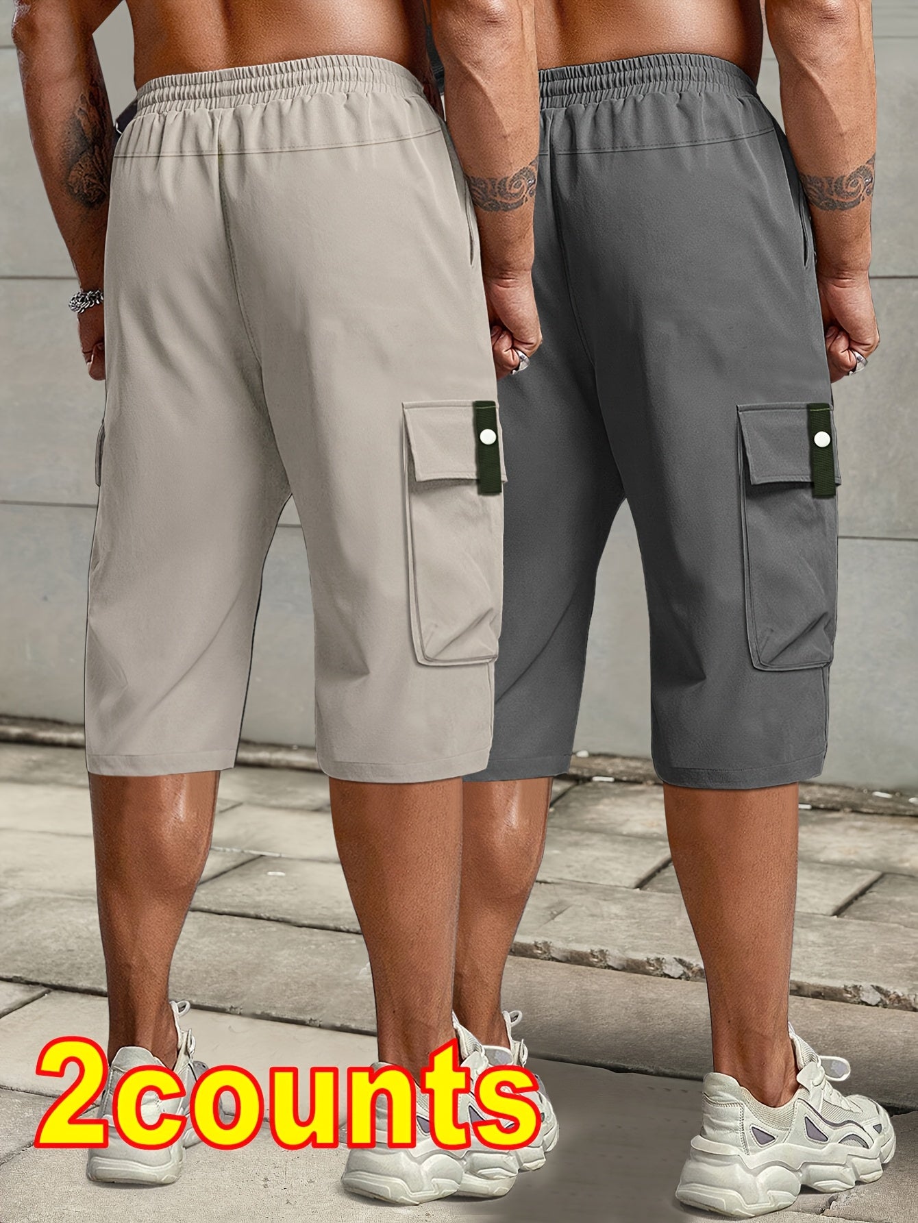 [Summer Cargo Capris] 2pcs Men's Summer Cargo Capris